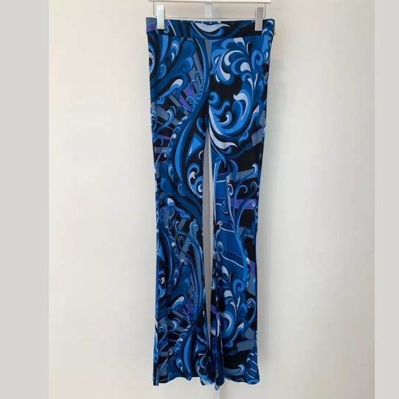 EMILIO PUCCI BLACK BLUE MULTI VISCOSE SILK PRINT PANTS 36RT62 SIZE IT 42 / US 8 - Picture 5 of 15